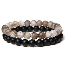 Load image into Gallery viewer, Men's Natural Rectangle Tiger Eye Stone Bead 2-Bangle Set, Handmade