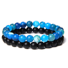 Load image into Gallery viewer, Men's Natural Rectangle Tiger Eye Stone Bead 2-Bangle Set, Handmade