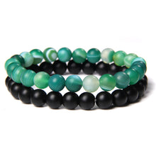 Load image into Gallery viewer, Men's Natural Rectangle Tiger Eye Stone Bead 2-Bangle Set, Handmade