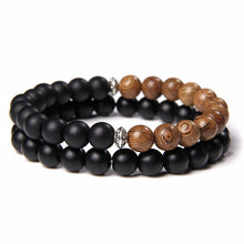 Load image into Gallery viewer, Men's Natural Rectangle Tiger Eye Stone Bead 2-Bangle Set, Handmade