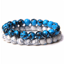 Load image into Gallery viewer, Men's Natural Rectangle Tiger Eye Stone Bead 2-Bangle Set, Handmade