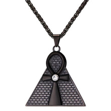 Load image into Gallery viewer, Ancient Pyramid Ankh Egyptian Cross Pendant & Chain Necklace Stainless Steel & Rhinestone Necklace