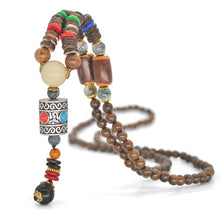 Load image into Gallery viewer, Handmade Nepal Mala Wood Beads Necklace & Pendant. Free shipping!