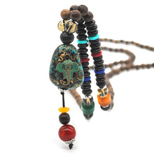 Load image into Gallery viewer, Handmade Nepal Mala Wood Beads Necklace & Pendant. Free shipping!