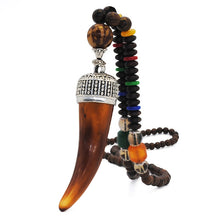 Load image into Gallery viewer, Handmade Nepal Mala Wood Beads Necklace & Pendant. Free shipping!